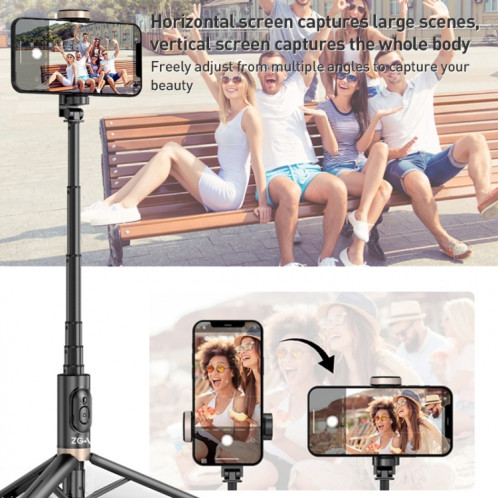 ZGA S02 Télécommande Bluetooth Trépied caché Selfie Stick (Noir) SZ301A1918-09