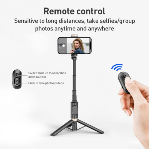 ZGA S02 Télécommande Bluetooth Trépied caché Selfie Stick (Noir) SZ301A1918-09