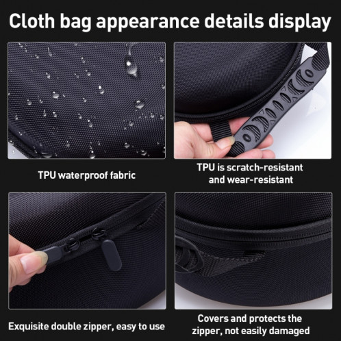 Pour Apple Vision Pro EVA tissu velours poignée étanche hôte sac de rangement (noir) SH001A1071-011