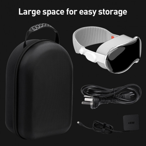 Pour Apple Vision Pro EVA tissu velours poignée étanche hôte sac de rangement (noir) SH001A1071-011