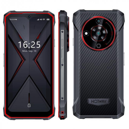  Téléphone robuste HOTWAV T7, 4 Go + 128 Go, 6280 mAh, 6,52 pouces Android 13 MT8788 Octa Core, réseau : 4G, OTG (rouge) SH501A412-020
