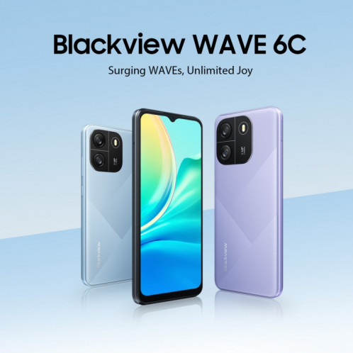  Blackview WAVE 6C, 2 Go + 32 Go, 6,5 pouces Android 13 Unisoc SC9863A Octa Core jusqu'à 1,6 GHz, réseau : 4G, OTG (noir) SB801A13-011
