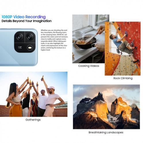  Blackview WAVE 6C, 2 Go + 32 Go, 6,5 pouces Android 13 Unisoc SC9863A Octa Core jusqu'à 1,6 GHz, réseau : 4G, OTG (noir) SB801A13-011