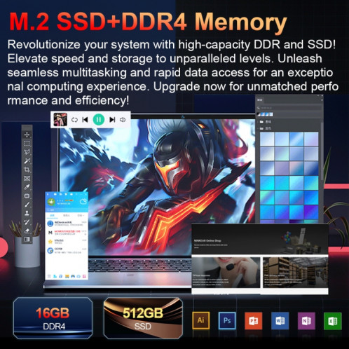 Ordinateur portable Ninkear N15 Air 15,6 pouces, 16 Go + 512 Go, Windows 11 Intel Celeron N95 Quad Core () SH701B1524-015