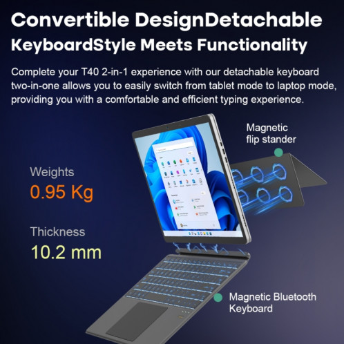 Ninkear T40 14 pouces 2 en 1 ordinateur portable, 16 Go + 512 Go, Windows 11 Intel Alder Lake N100 Quad Core () SH101B147-016