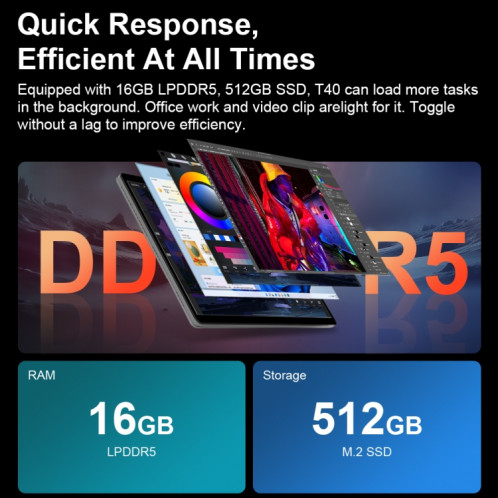Ninkear T40 14 pouces 2 en 1 ordinateur portable, 16 Go + 512 Go, Windows 11 Intel Alder Lake N100 Quad Core () SH101B147-016