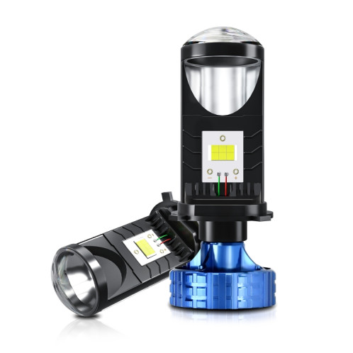 N4 1 paire de mini phares à lentille LED bifocale pour voiture H4 (noir) SH201A1106-010