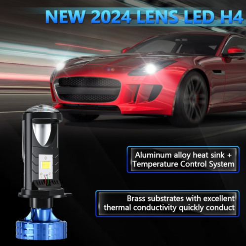 N4 1 paire de mini phares à lentille LED bifocale pour voiture H4 (noir) SH201A1106-010