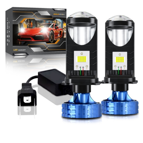 N4 1 paire de mini phares à lentille LED bifocale pour voiture H4 (noir) SH201A1106-010