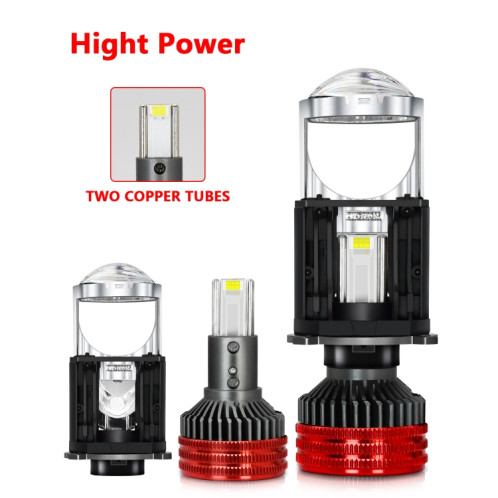 N5 1 paire H4 voiture Double Tube de cuivre LED lentille phare (couleur pistolet + rouge) SH301A552-09