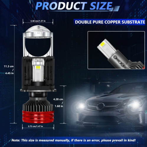 N5 1 paire H4 voiture Double Tube de cuivre LED lentille phare (couleur pistolet + rouge) SH301A552-09