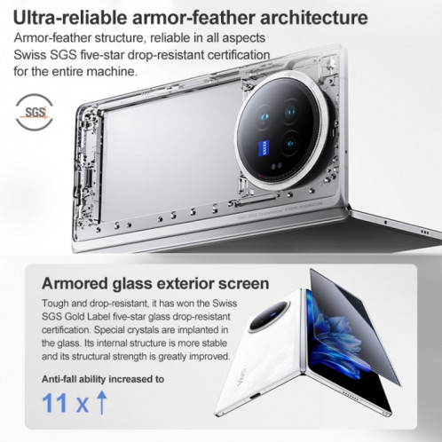 vivo X Fold3 Pro, 16 Go + 1 To, Face ID / Identification par empreinte digitale, 8,03 pouces + 6,53 pouces Android 14 OriginOS 4 Snapdragon 8 Gen 3 Octa Core 3,3 GHz, OTG, NFC, Réseau : 5G (Noir) SV802A1888-016