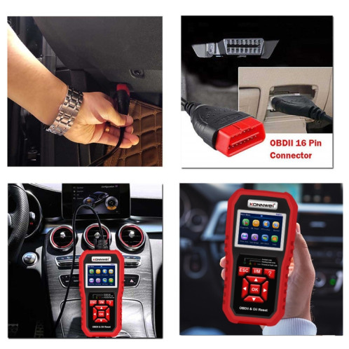 KONNWEI KW851 2 en 1 Scanner OBDll de voiture outil de diagnostic réinitialisation du voyant de service d'huile (noir) SK101A297-013