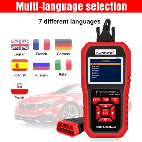 KONNWEI KW851 2 en 1 Scanner OBDll de voiture outil de diagnostic réinitialisation du voyant de service d'huile (noir) SK101A297-013