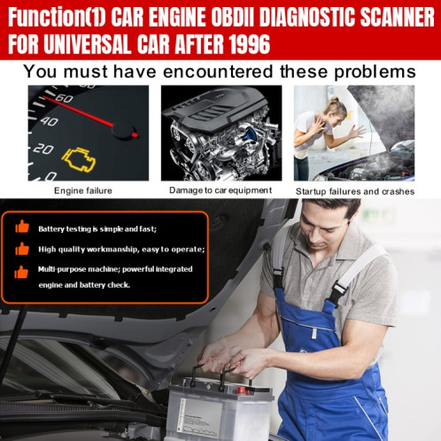 KONNWEI KW851 2 en 1 Scanner OBDll de voiture outil de diagnostic réinitialisation du voyant de service d'huile (noir) SK101A297-013