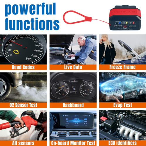 KONNWEI KW905 Bluetooth 5.0 Scanner de voiture OBD2 compatible Android et iOS (noir) SK701C748-09