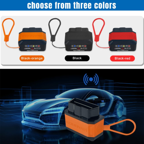 KONNWEI KW906 Bluetooth 5.0 Scanner de voiture OBD2 compatible Android et iOS (noir rouge) SK801A930-09