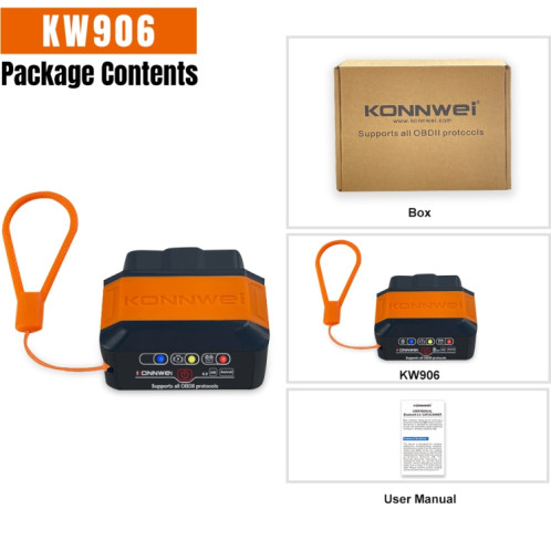 KONNWEI KW906 Bluetooth 5.0 Scanner de voiture OBD2 compatible Android et iOS (noir rouge) SK801A930-09