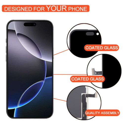 Pour iPhone 15 Écran LCD OLED souple DD avec assemblage complet de numériseur SH26011916-014