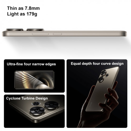 Xiaomi Redmi Turbo 3, 12 Go + 256 Go, 6,67 pouces Xiaomi HyperOS Snapdragon 8s Gen 3 Octa Core 3,0 GHz, NFC, réseau : 5G, ne prend pas en charge Google Play (noir) SX701A859-018