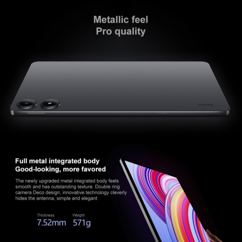 Tablette PC Xiaomi Redmi Pad Pro 12,1 pouces, 6 Go + 128 Go, HyperOS Qualcomm Snapdragon 7s Gen2 Octa Core, batterie 10 000 mAh (gris foncé) SX101A1584-022