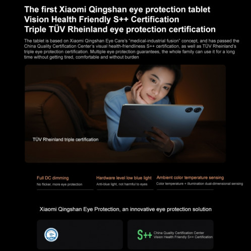 Tablette PC Xiaomi Redmi Pad Pro 12,1 pouces, 6 Go + 128 Go, HyperOS Qualcomm Snapdragon 7s Gen2 Octa Core, batterie 10 000 mAh (cyan) SX101B45-022