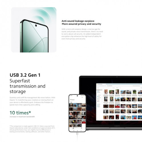  Xiaomi 14 5G Global, 12 Go + 512 Go, 6,36 pouces Xiaomi HyperOS Snapdragon 8 Gen 3 Octa Core 3,3 GHz, réseau : 5G (vert) SX402B1008-025