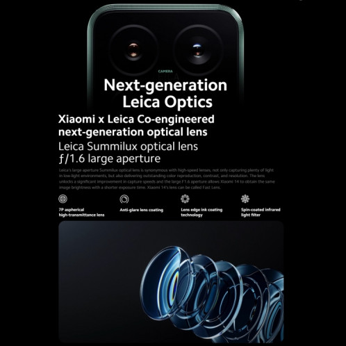  Xiaomi 14 5G Global, 12 Go + 256 Go, 6,36 pouces Xiaomi HyperOS Snapdragon 8 Gen 3 Octa Core 3,3 GHz, réseau : 5G (noir) SX401A775-025