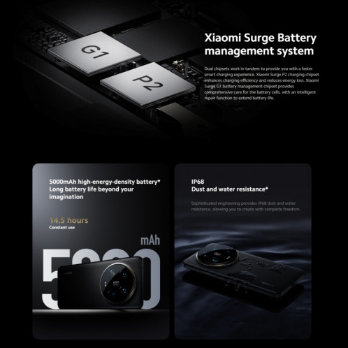  Xiaomi 14 Ultra 5G Global, 16 Go + 512 Go, 6,67 pouces MIUI 14 MediaTek Dimensity 6080 Octa Core 2,4 GHz, réseau : 5G (noir) SX701A1747-025