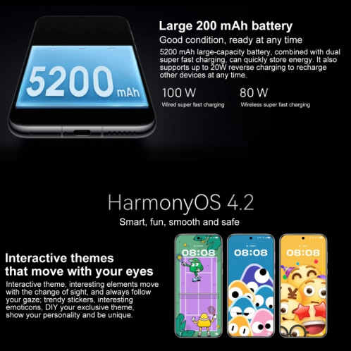 HUAWEI Pura 70 Ultra, 16 Go + 512 Go, identification par empreinte digitale à l'écran, 6,8 pouces HarmonyOS 4.2 Kirin 9010 Octa Core jusqu'à 2,3 GHz, NFC, OTG, ne prend pas en charge Google Play (noir) SH901C1119-015