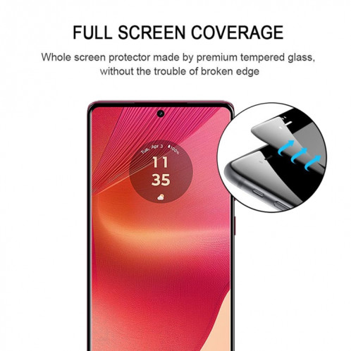 Pour Motorola Edge 50 Fusion Edge Glue 9H HD Film de verre trempé à bord incurvé 3D (noir) SH201A452-08