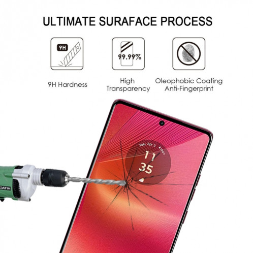 Pour Motorola Edge 50 Fusion Edge Glue 9H HD Film de verre trempé à bord incurvé 3D (noir) SH201A452-08