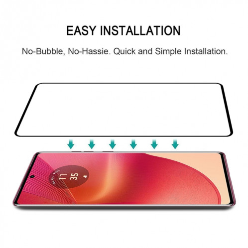 Pour Motorola Edge 50 Fusion Edge Glue 9H HD Film de verre trempé à bord incurvé 3D (noir) SH201A452-08