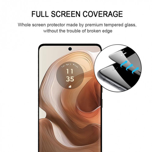 Pour Motorola Edge 50 Ultra Edge Glue 9H HD Film de verre trempé à bord incurvé 3D (noir) SH203A588-08