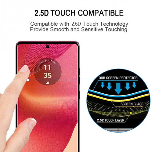 Pour Motorola Edge 50 Fusion 25pcs Edge Glue 9H HD 3D Film de verre trempé à bord incurvé (noir) SH301A451-07