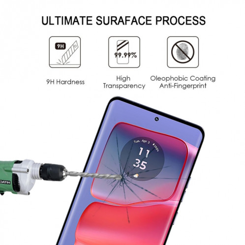 Pour Motorola Edge 50 Pro 25pcs Edge Glue 9H HD 3D Film de verre trempé à bord incurvé (noir) SH302A993-07