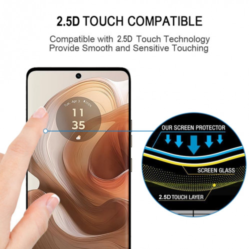 Pour Motorola Edge 50 Ultra 25pcs Edge Glue 9H HD 3D Film de verre trempé à bord incurvé (noir) SH303A985-07