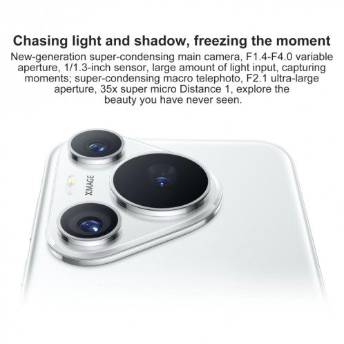 HUAWEI Pura 70 Pro, 12 Go + 256 Go, identification par empreinte digitale à l'écran, 6,8 pouces HarmonyOS 4.2 Kirin 9010 Octa Core jusqu'à 2,3 GHz, NFC, OTG, ne prend pas en charge Google Play (blanc) SH903C1879-013