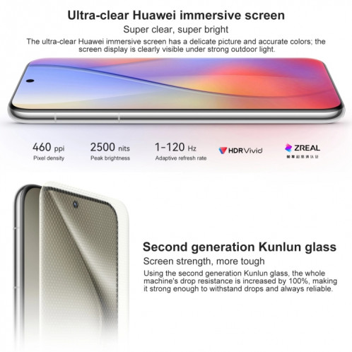 HUAWEI Pura 70 Pro, 12 Go + 256 Go, identification par empreinte digitale à l'écran, 6,8 pouces HarmonyOS 4.2 Kirin 9010 Octa Core jusqu'à 2,3 GHz, NFC, OTG, ne prend pas en charge Google Play (noir) SH903A945-013