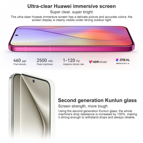 HUAWEI Pura 70, 12 Go + 512 Go, identification par empreinte digitale sur écran, 6,6 pouces HarmonyOS 4.2 Kirin 9010 Octa Core jusqu'à 2,3 GHz, NFC, OTG, ne prend pas en charge Google Play (bleu) SH702D303-011