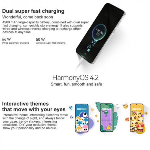 HUAWEI Pura 70, 12 Go + 512 Go, identification par empreinte digitale sur écran, 6,6 pouces HarmonyOS 4.2 Kirin 9010 Octa Core jusqu'à 2,3 GHz, NFC, OTG, ne prend pas en charge Google Play (bleu) SH702D303-011