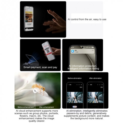 HUAWEI Pura 70, 12 Go + 512 Go, identification par empreinte digitale sur écran, 6,6 pouces HarmonyOS 4.2 Kirin 9010 Octa Core jusqu'à 2,3 GHz, NFC, OTG, ne prend pas en charge Google Play (noir) SH702A809-011