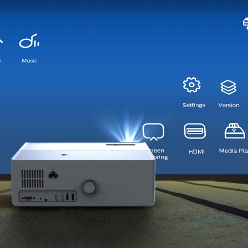 Projecteur LED portable domestique D4000 Android 9.0 1080P HD () SH501D1958-09