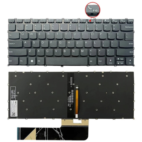 Pour Lenovo IdeaPad 5 / Yoga Slim 7 Pro Version américaine Clavier rétroéclairé pour ordinateur portable, touche F10 avec icône de téléphone (noir) SH101A1840-05
