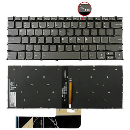 Pour Lenovo IdeaPad 5 / Yoga Slim 7 Pro Version américaine Clavier rétroéclairé pour ordinateur portable, touche F10 avec icône de téléphone (gris) SH101B1440-05
