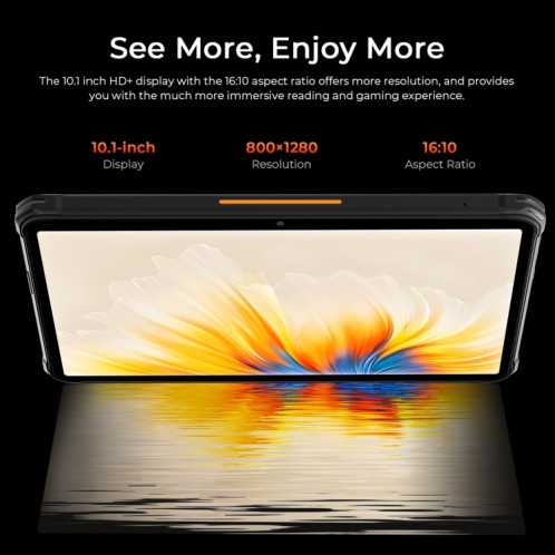  Tablette robuste HOTWAV Tab R7, 6 Go + 256 Go, 10,1 pouces Android 13 Unisoc Tiger T606 Octa Core réseau 4G, version mondiale avec Google Play (noir gris) SH001A901-012