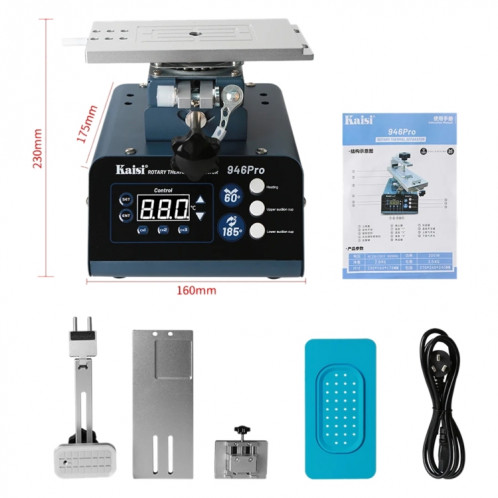 Kaisi 946 Pro Séparateur à écran tactile LCD Machine thermique rotative avec doubles pompes à vide, Royaume-Uni SK54031397-09
