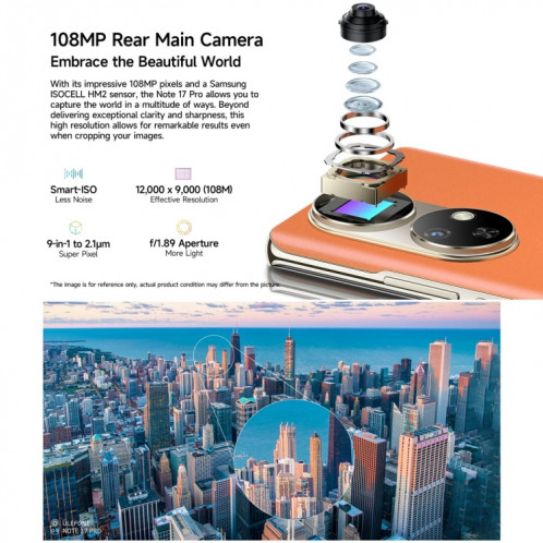  Ulefone Note 17 Pro, 12 Go + 256 Go, empreinte digitale d'écran, 6,78 pouces Android 13 MediaTek Helio G99 MTK6789 Octa Core, NFC, réseau : 4G (orange ambre) SU701B161-017