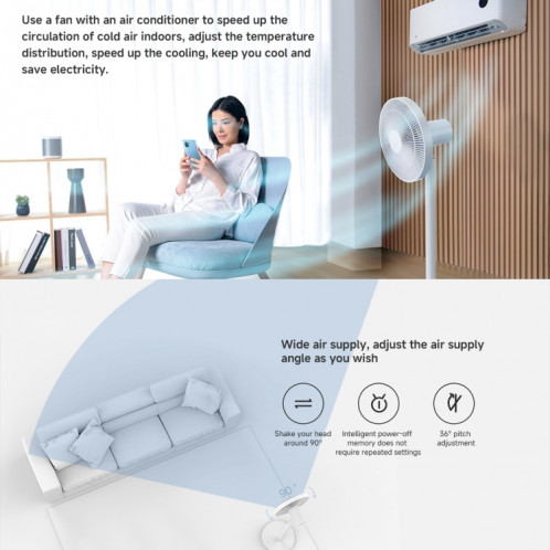 Ventilateur de sol intelligent Xiaomi Mijia, prise américaine (blanc) SX601A1927-08