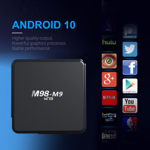 M98-M9 Quad-core ARM Cortex-A53 WiFi Bluetooth 4K HD Android TV Box, RAM: 2 Go + 8 Go () SH601B1336-07